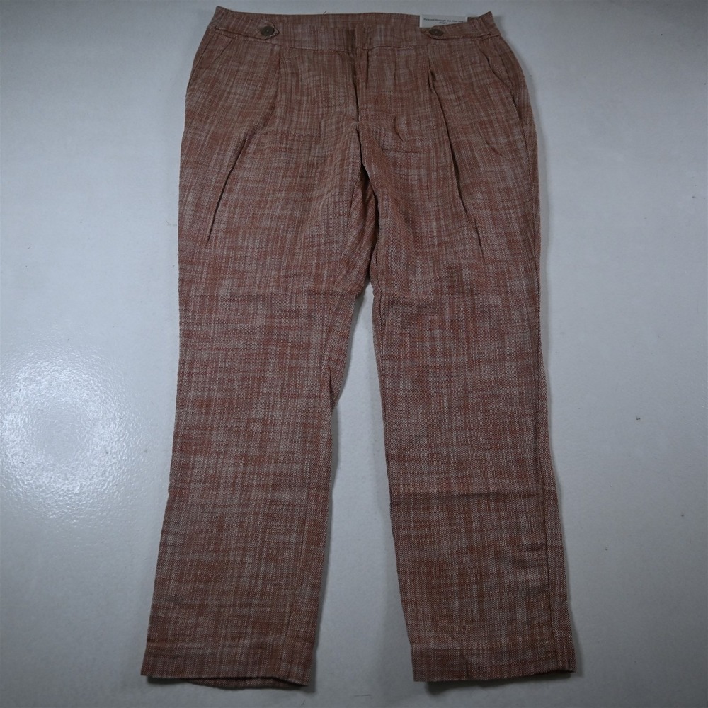 NEW CJ Banks 16W Red Orange Oxford 100%‎ Cotton Perfect High Rise Relaxed Pants